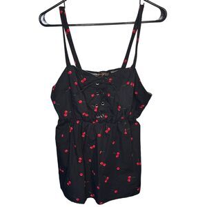 Coco and Shay plus woman's cherry sweetheart peplum tank